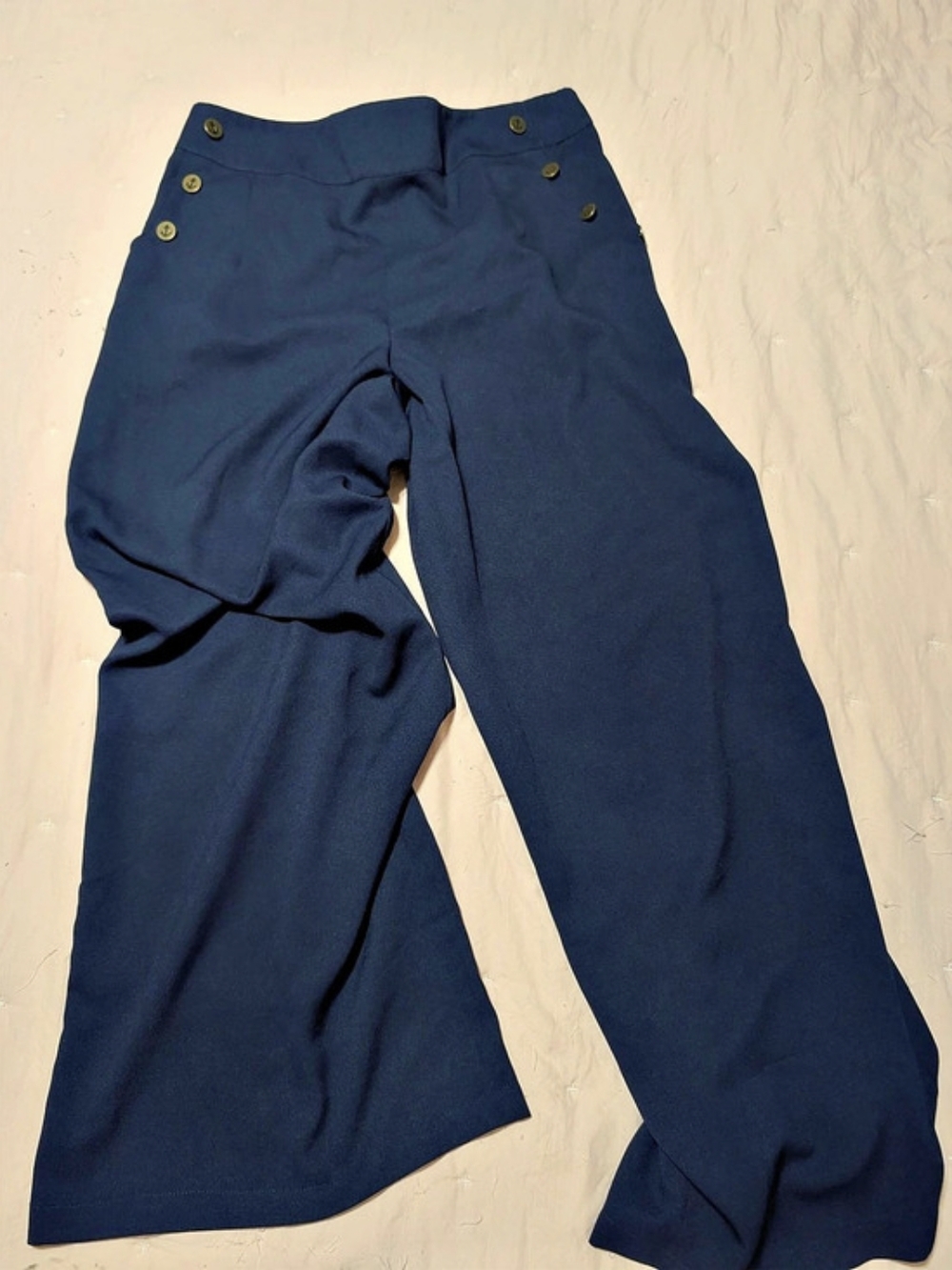 ModCloth The Cambridge Pant Navy Blue Wide Leg Sailor Trousers Size XL Retro